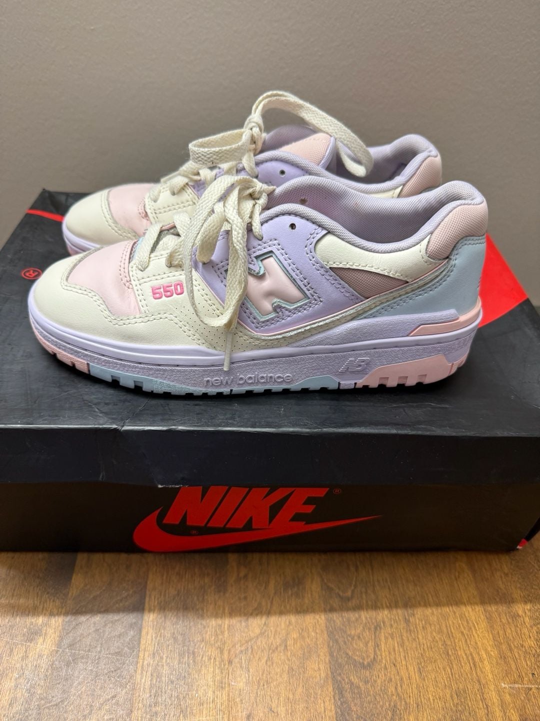 New Balance Kids 550 Shell Pink Permafrost Sneakers 2