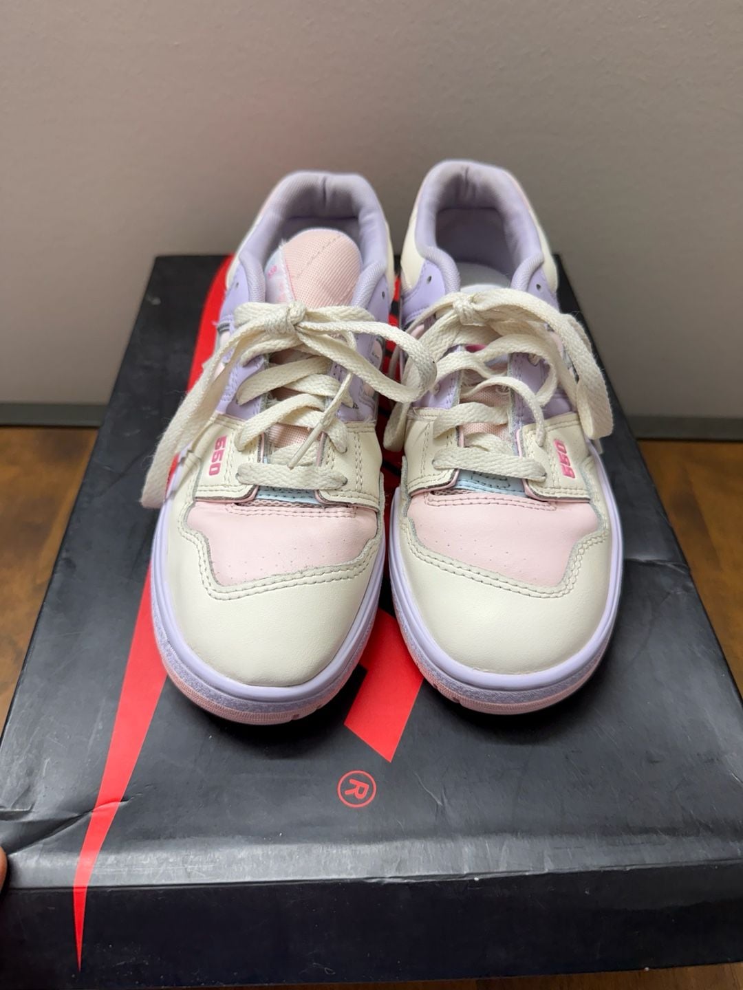 New Balance Kids 550 Shell Pink Permafrost Sneakers 3
