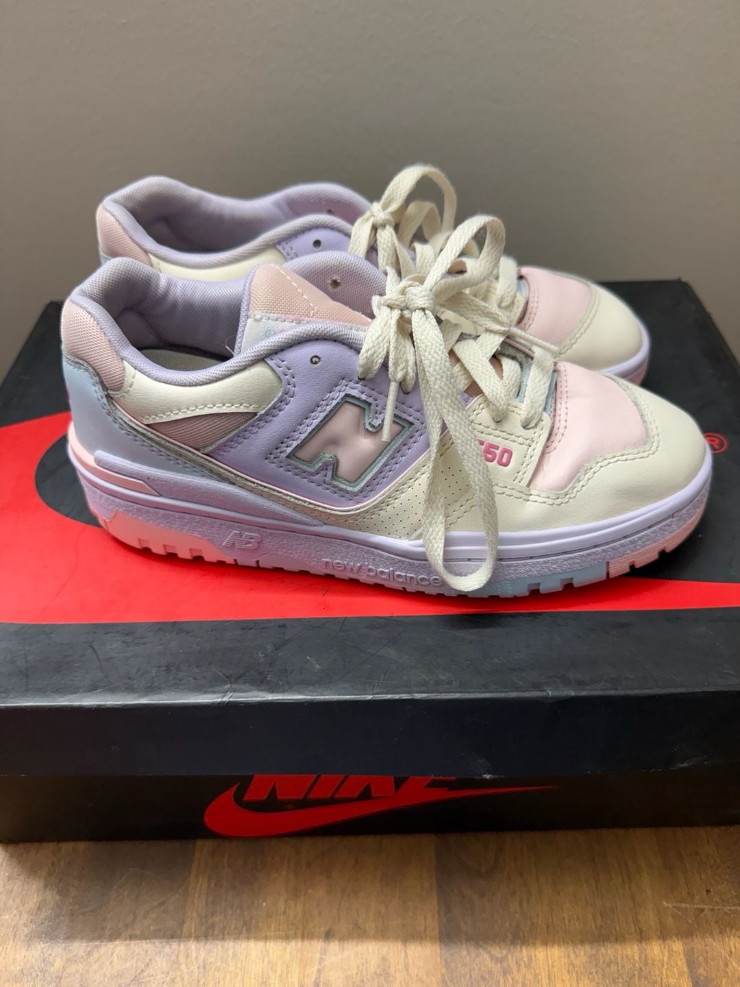 New Balance Kids 550 Shell Pink Permafrost Sneakers 4