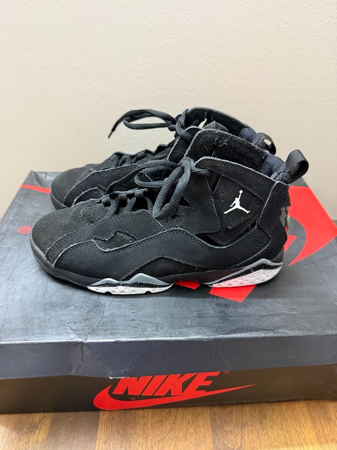 Jordan True Flight Black Suede Youth 3Y Basketball Shoes 2