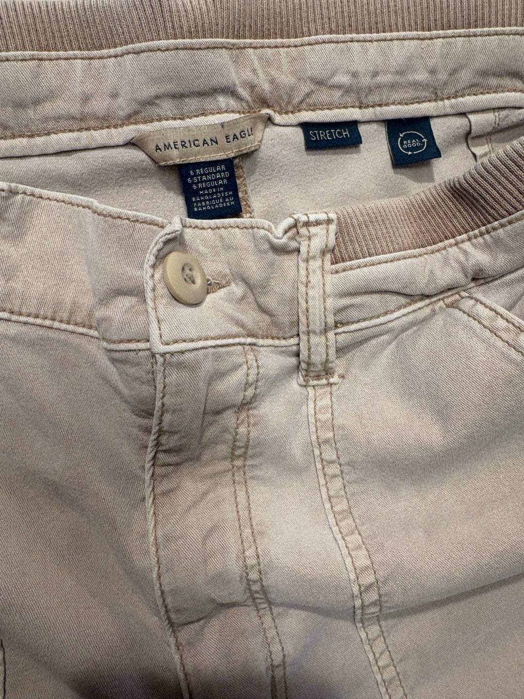 American Eagle Outfitters Cargo Pants Khaki Utility Y2K Wide Leg Size 6 8