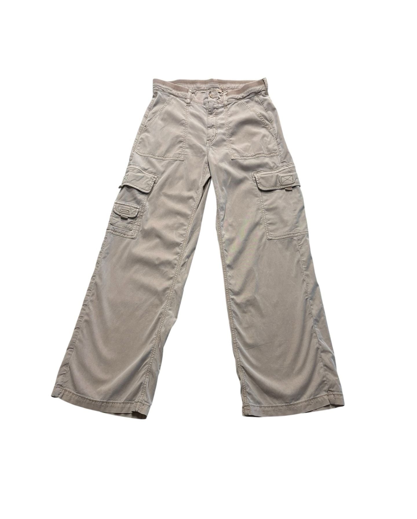 American Eagle Outfitters Cargo Pants Khaki Utility Y2K Wide Leg Size 6 2