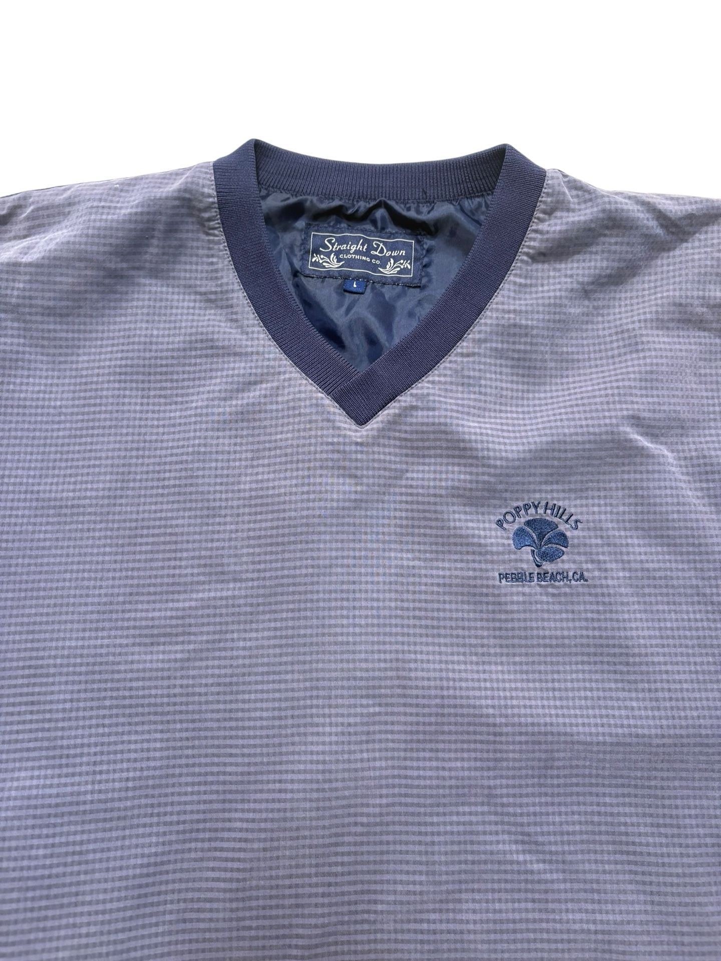 Straight Down Poppy Hills Pebble Beach Pullover Sweatshirt Size L Blue Checkered 4
