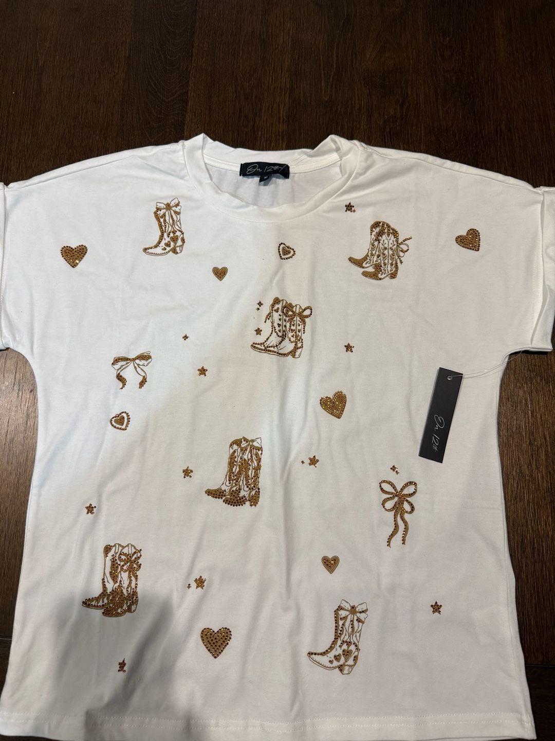 On 12th Cowgirl Rhinestone Tee Size M 2
