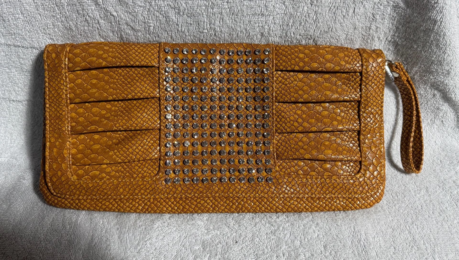 Faux Snakeskin Rhinestone Clutch Bag 2