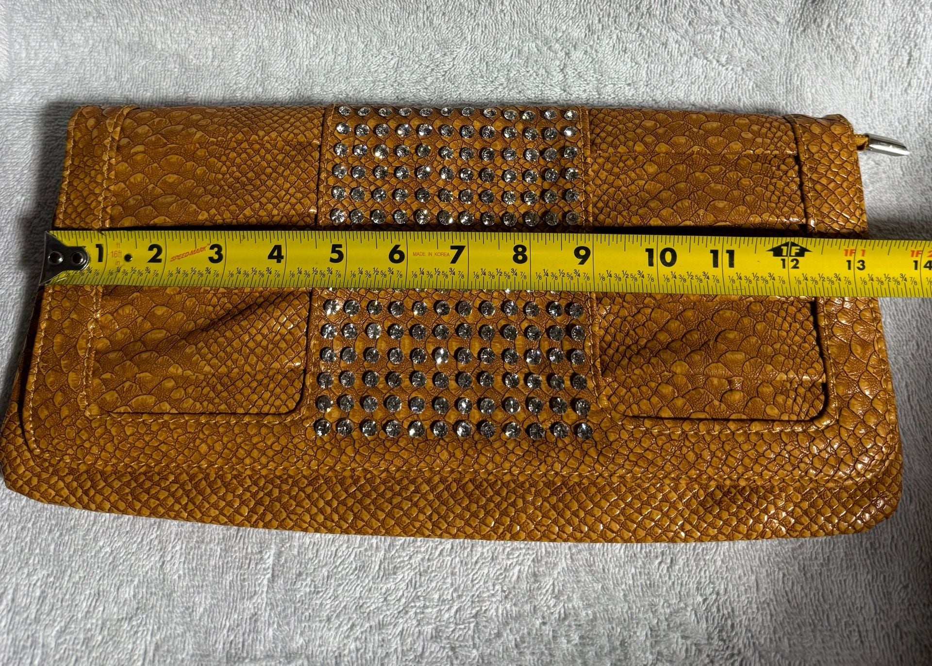 Faux Snakeskin Rhinestone Clutch Bag 3