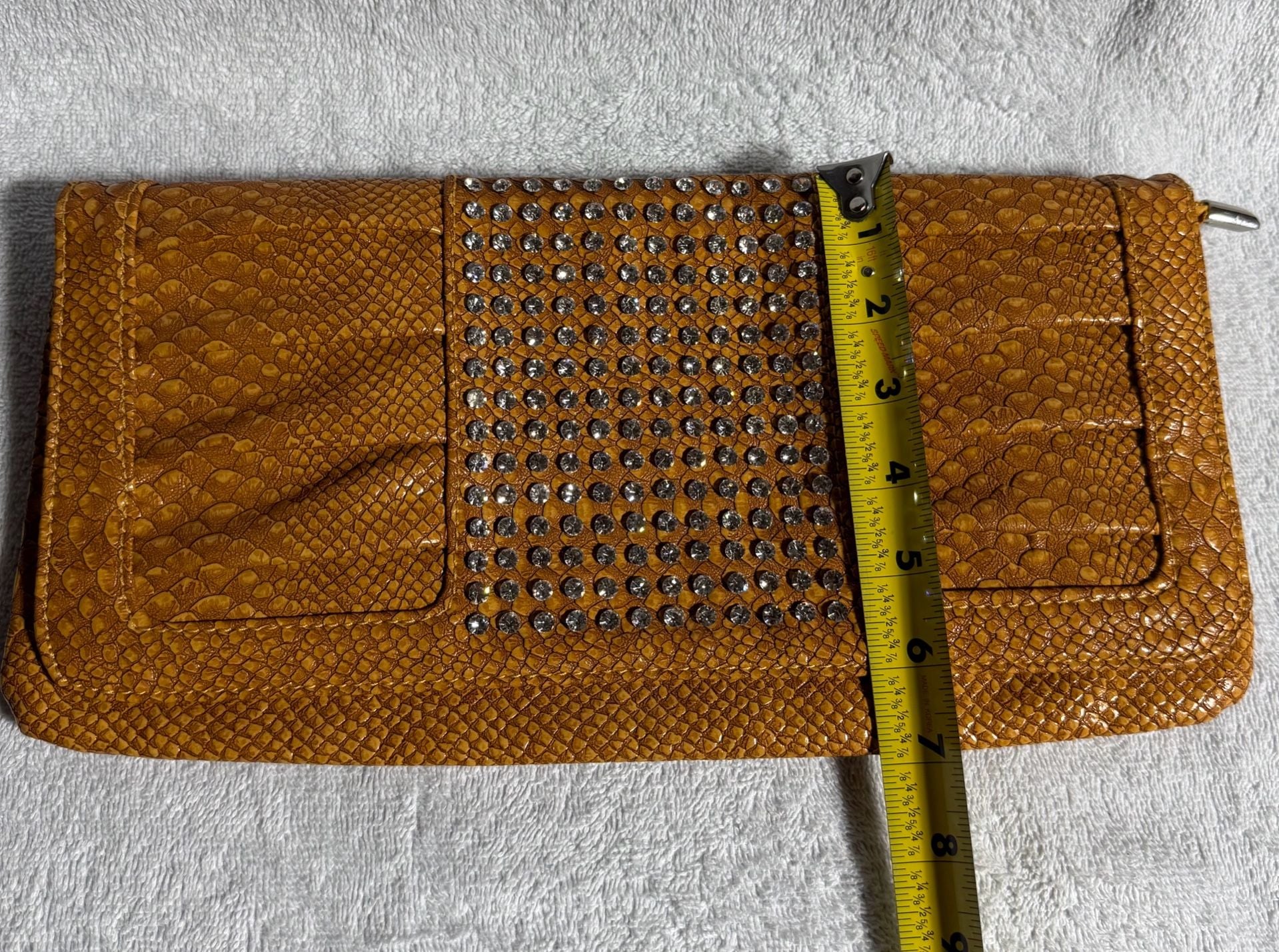 Faux Snakeskin Rhinestone Clutch Bag 4