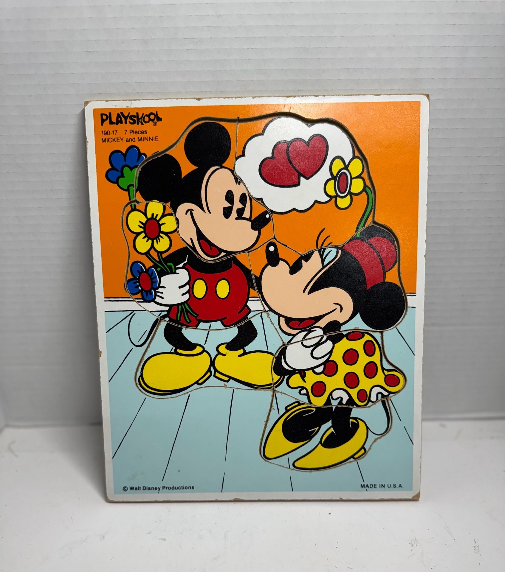 Playskool Mickey And Minnie Mouse Wooden Inset Puzzle 190-17 7 Pieces 1