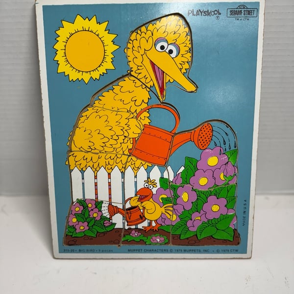 Vintage Playskool Sesame Street Big Bird 9 Piece Wooden Puzzle 1979