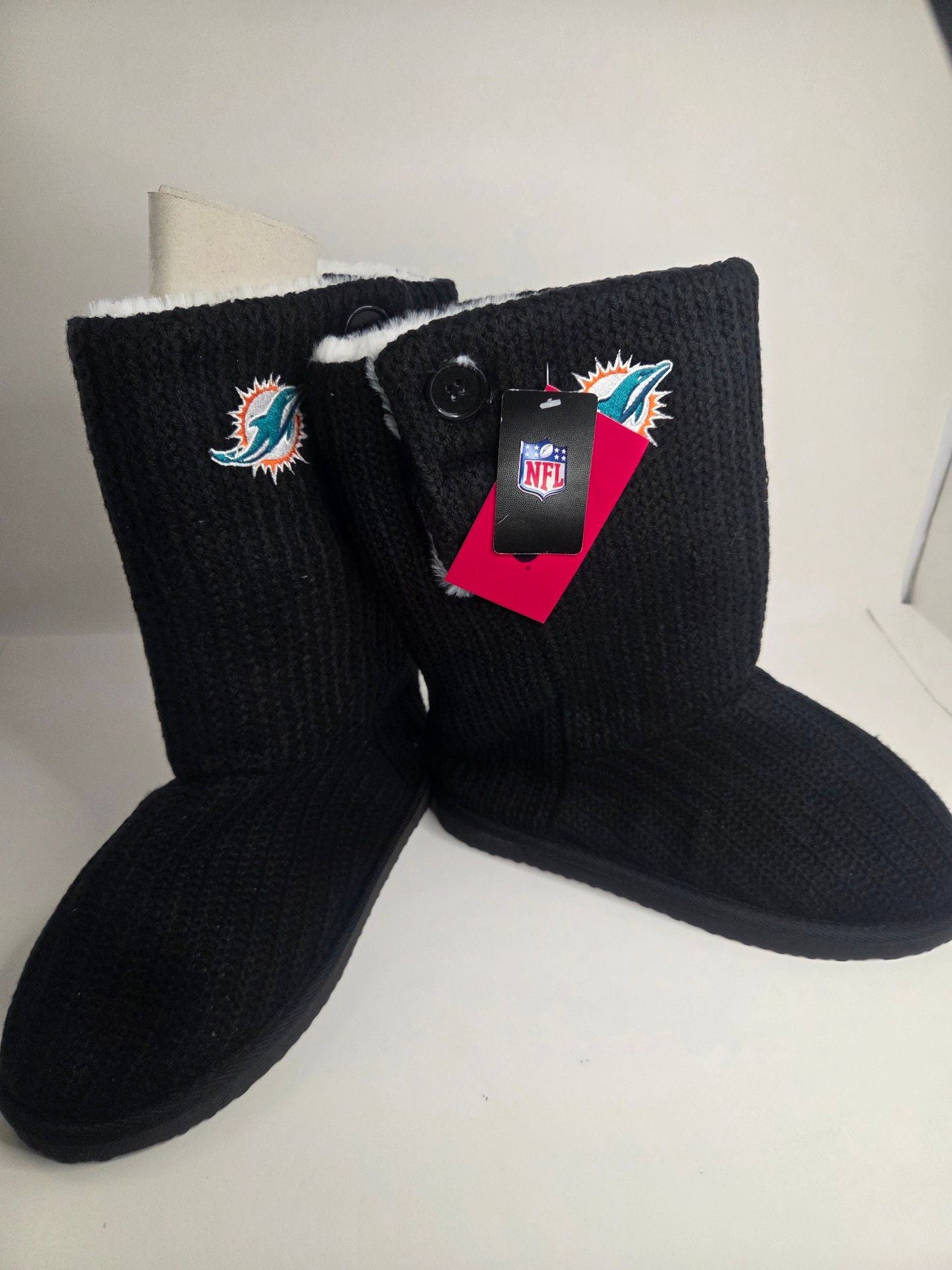 NFL Miami Dolphins Knit Button Boots Black 2