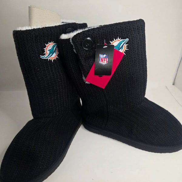 NFL Miami Dolphins Knit Button Boots Black