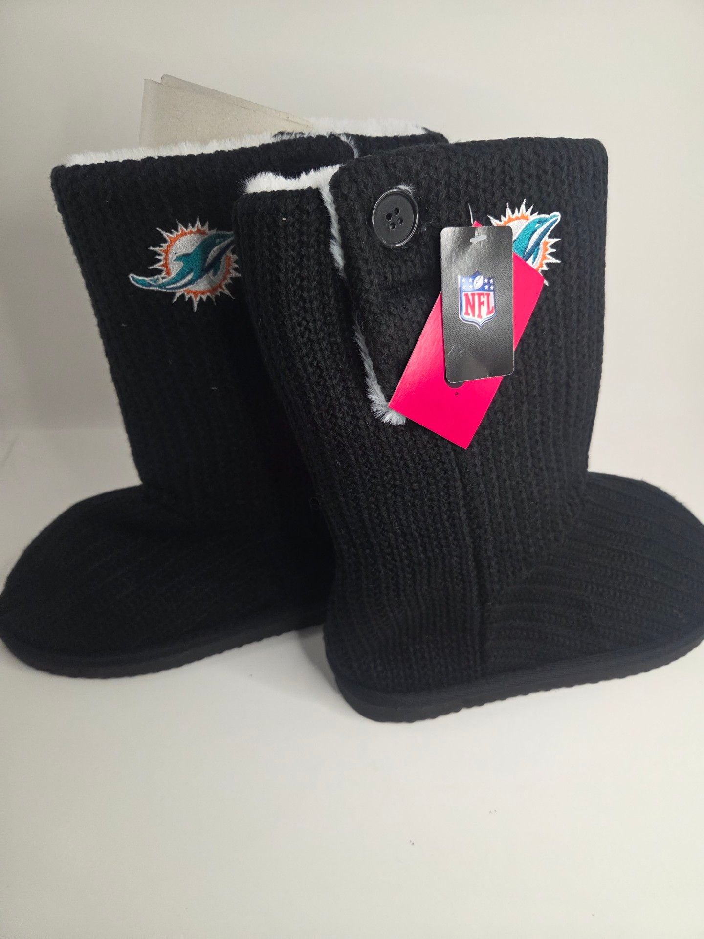 NFL Miami Dolphins Knit Button Boots Black 3