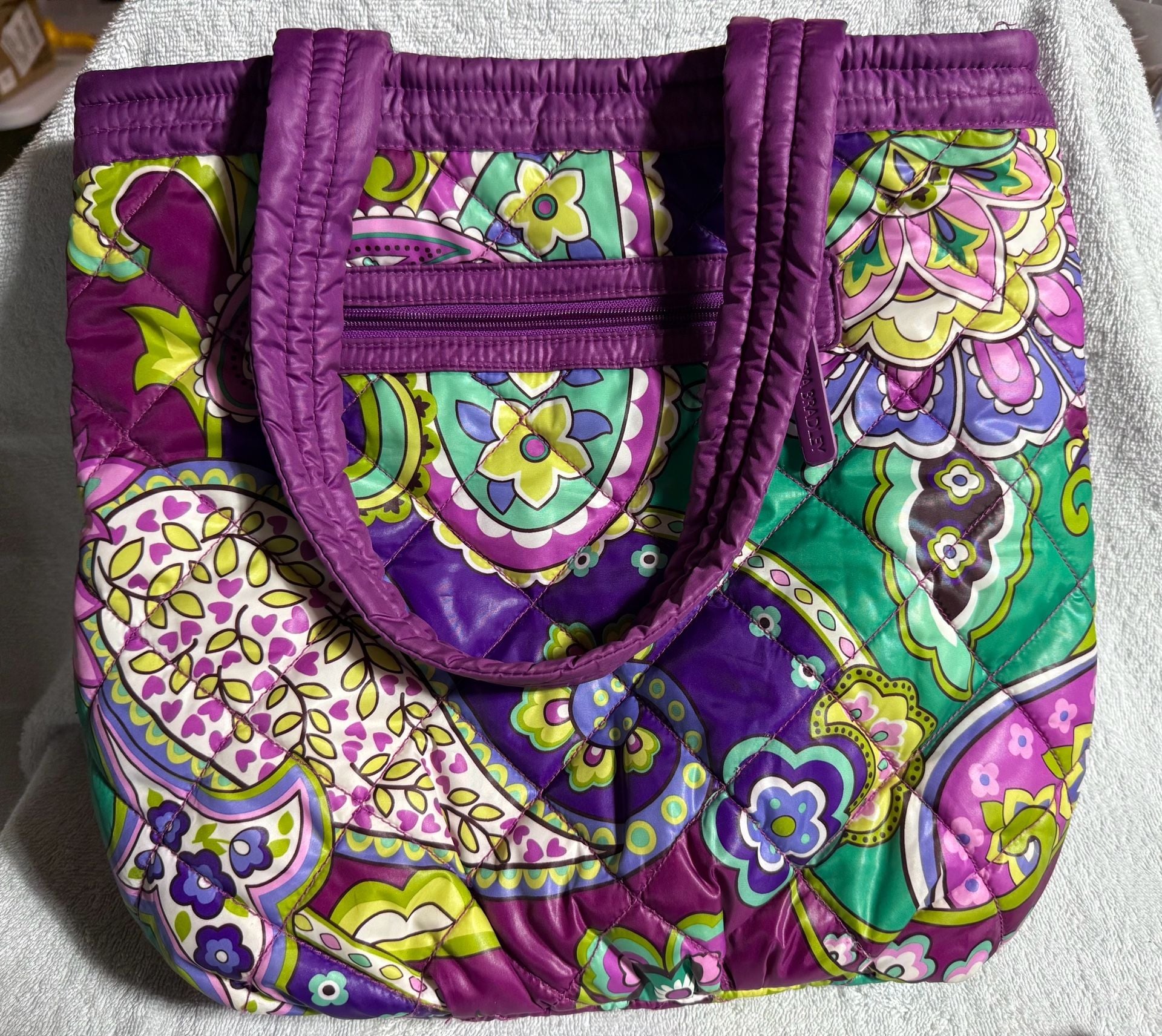 Vera Bradley Heather Quilted Tote Bag Purple Paisley 2
