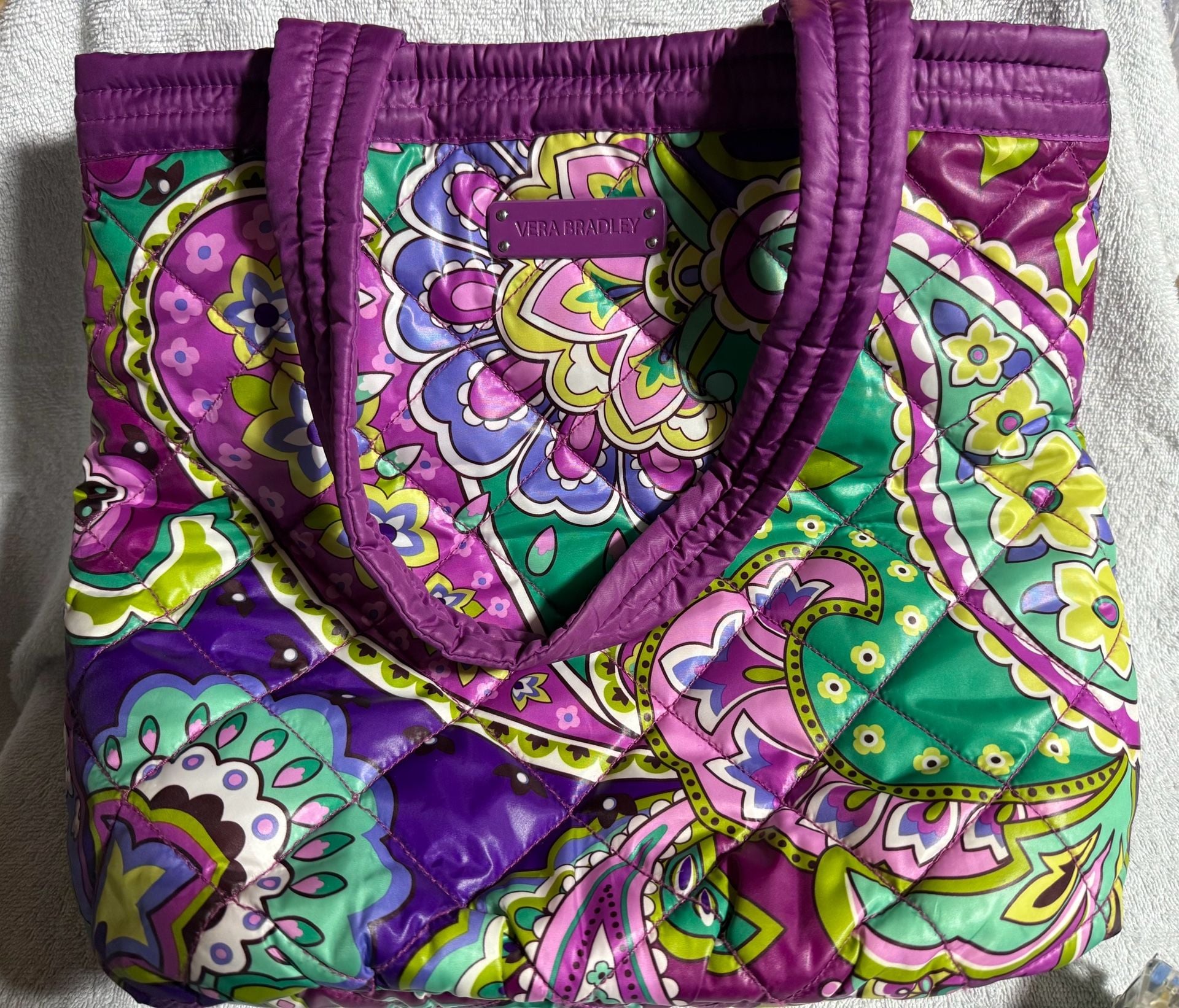 Vera Bradley Heather Quilted Tote Bag Purple Paisley 7