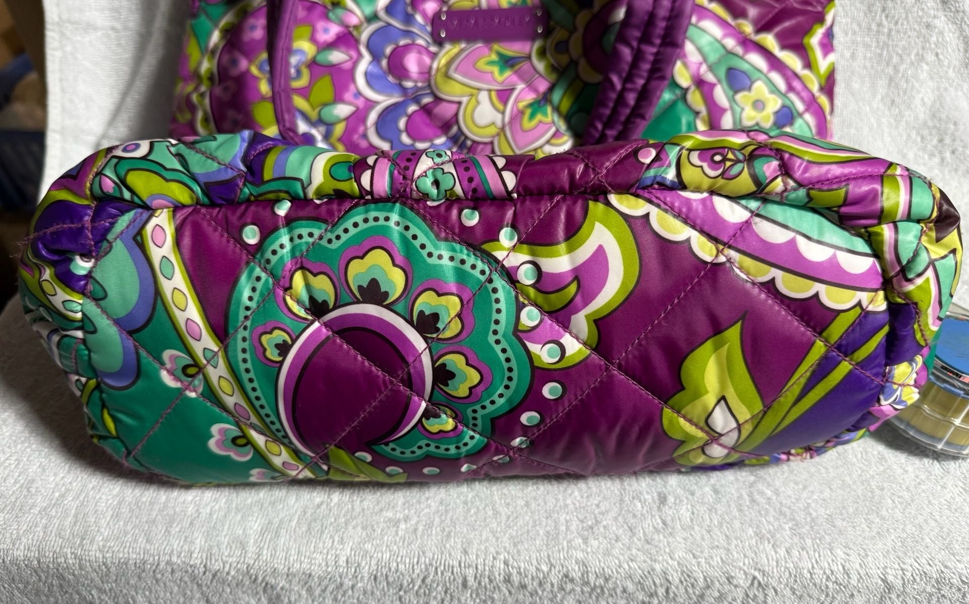 Vera Bradley Heather Quilted Tote Bag Purple Paisley 8