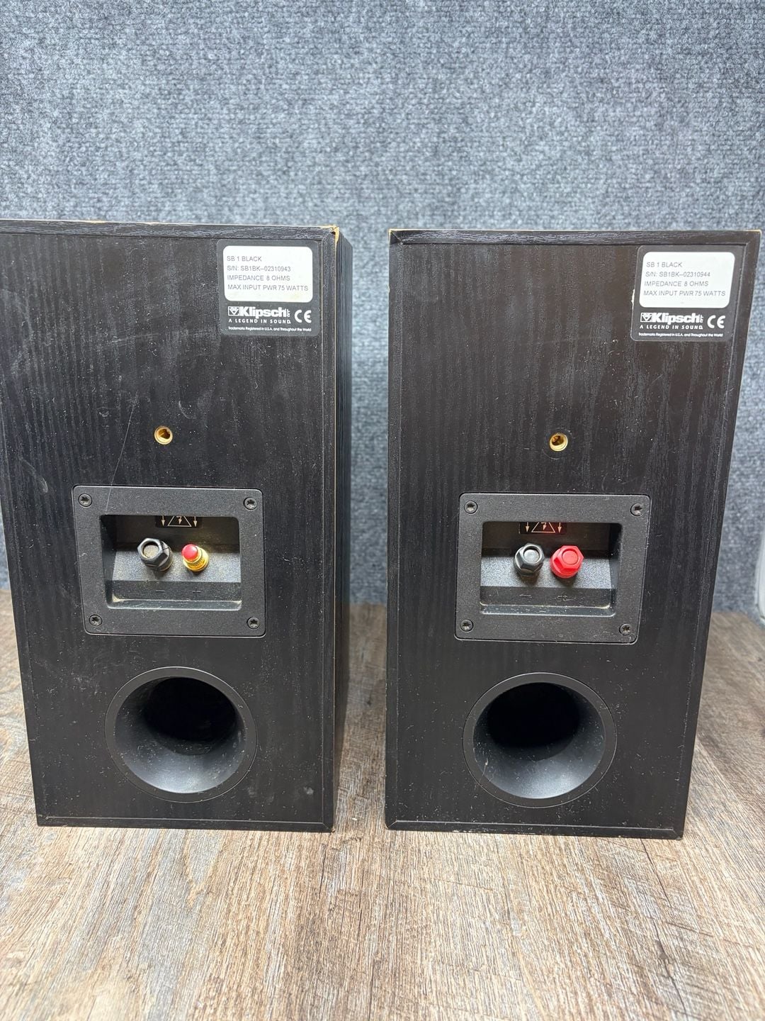 KLIPSCH SYNERGY SB-1 BOOKSHELF SPEAKERS BLACK PAIR 8-OHMS 75 WATTS TESTED WORKS 6