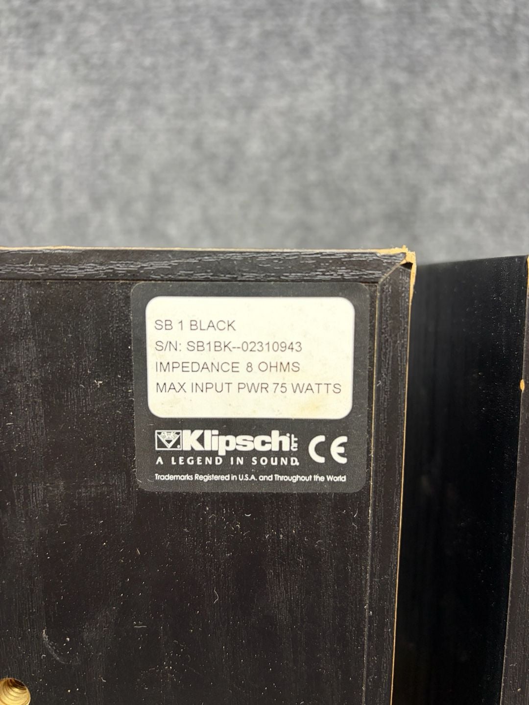 KLIPSCH SYNERGY SB-1 BOOKSHELF SPEAKERS BLACK PAIR 8-OHMS 75 WATTS TESTED WORKS 8