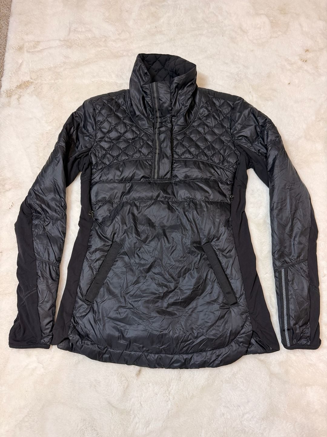Lululemon What The Fluff Puffer Jacket Size 8 Black Goose Down Fill 2