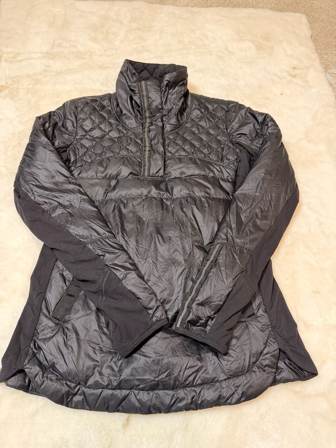 Lululemon What The Fluff Puffer Jacket Size 8 Black Goose Down Fill 3