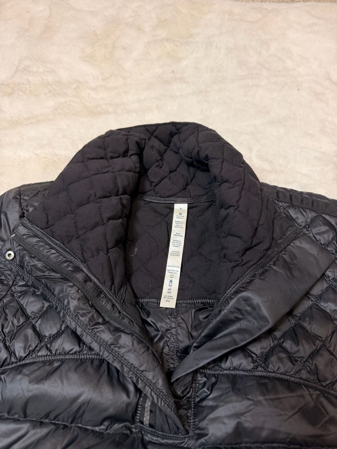 Lululemon What The Fluff Puffer Jacket Size 8 Black Goose Down Fill 5