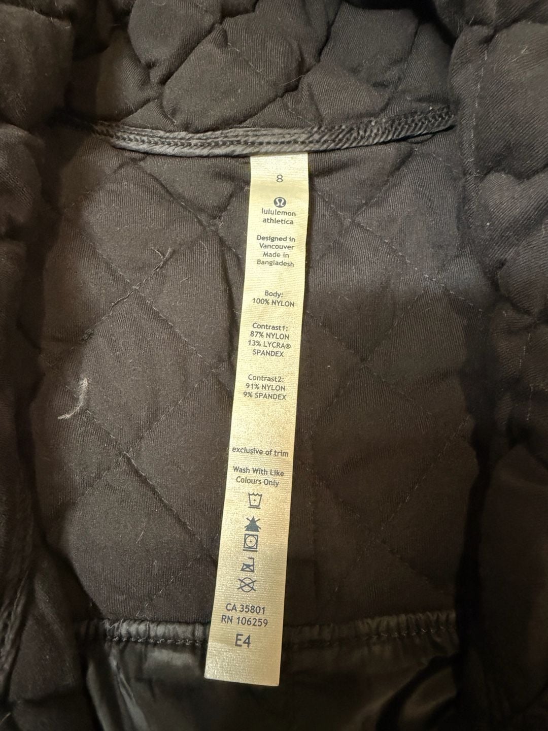 Lululemon What The Fluff Puffer Jacket Size 8 Black Goose Down Fill 6