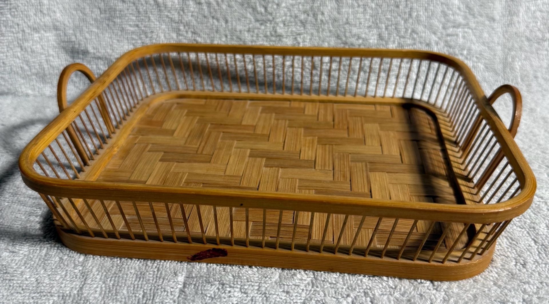 Vintage Bamboo Woven Serving Tray Made In Japan 1