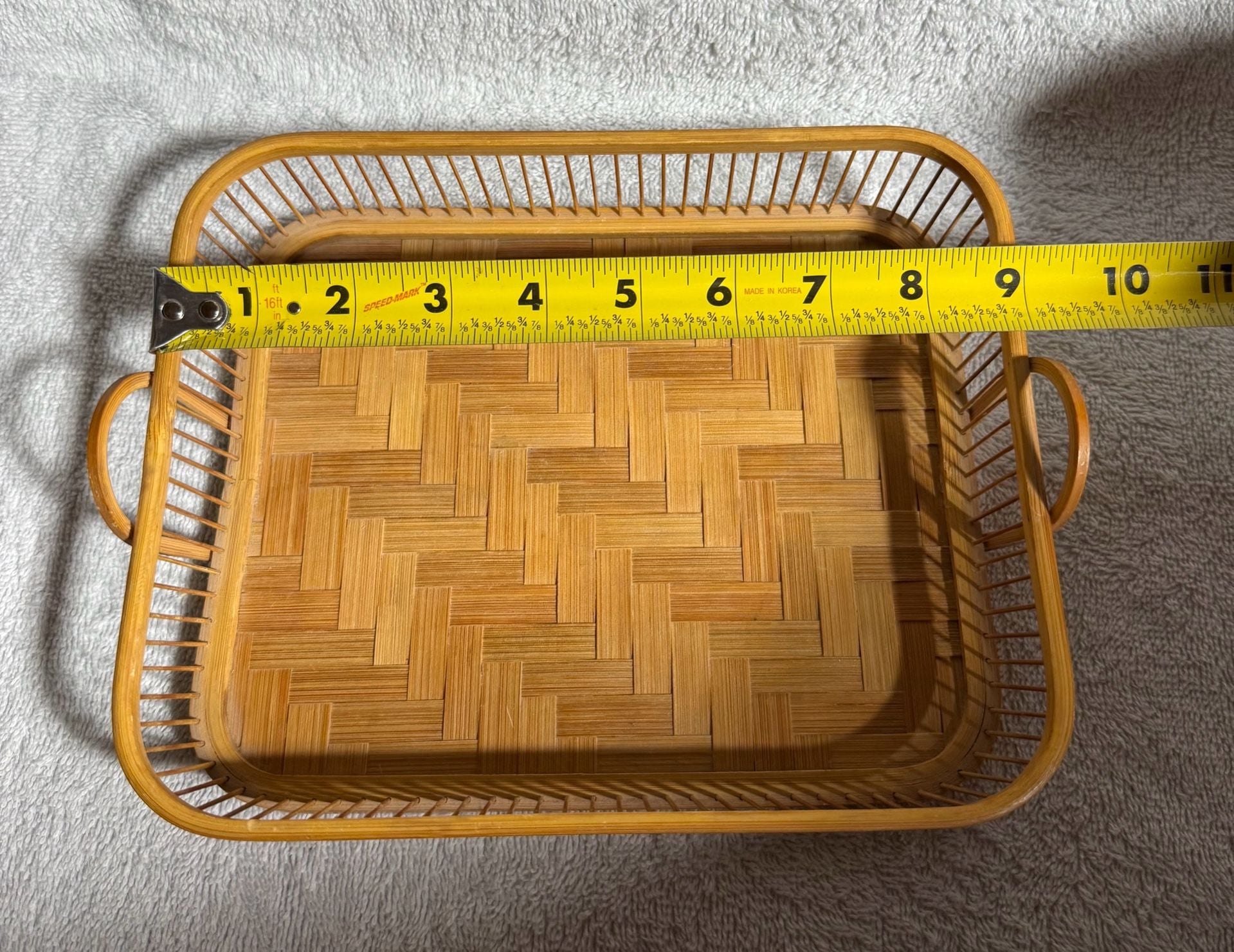Vintage Bamboo Woven Serving Tray Made In Japan 3