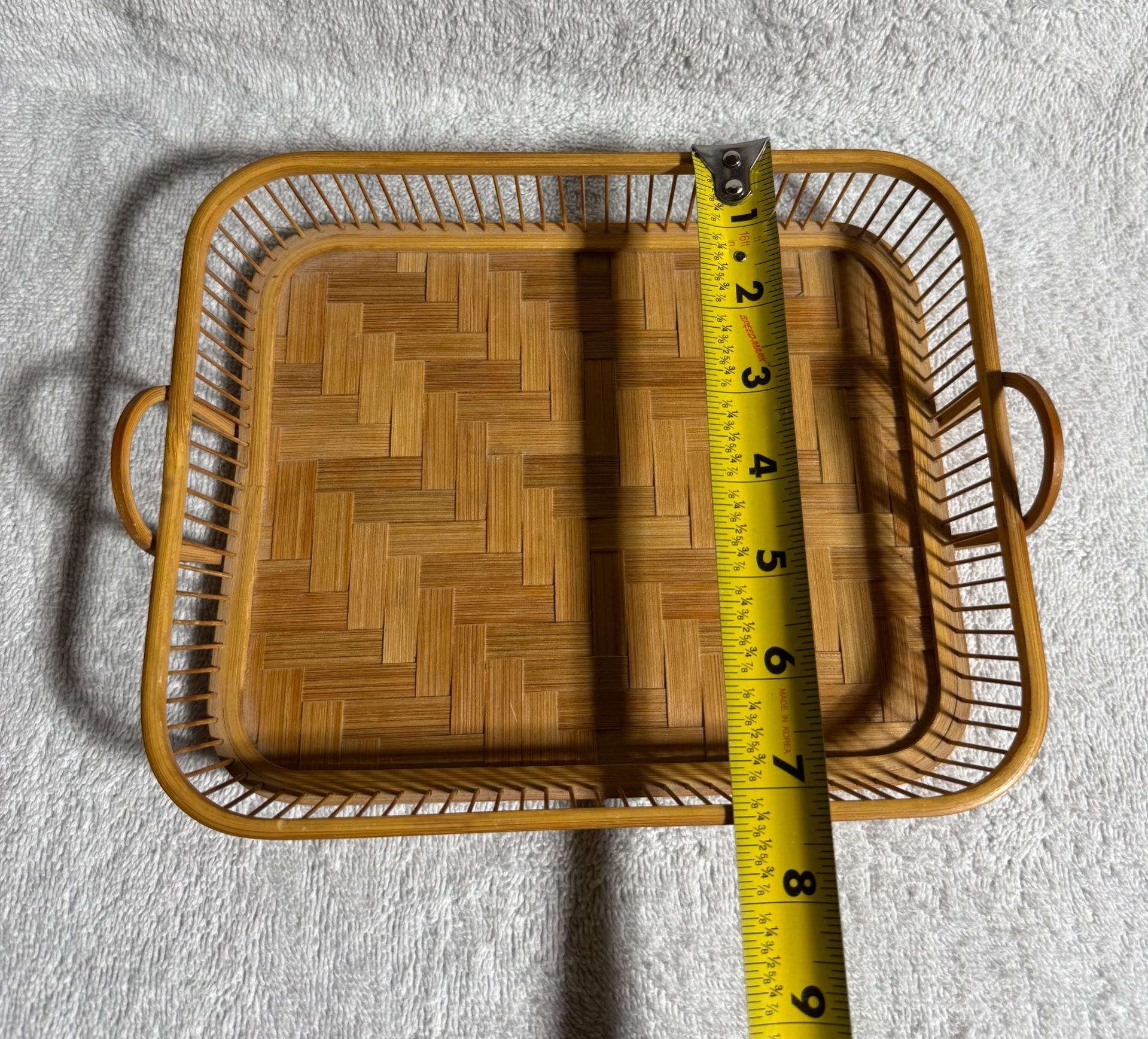 Vintage Bamboo Woven Serving Tray Made In Japan 5