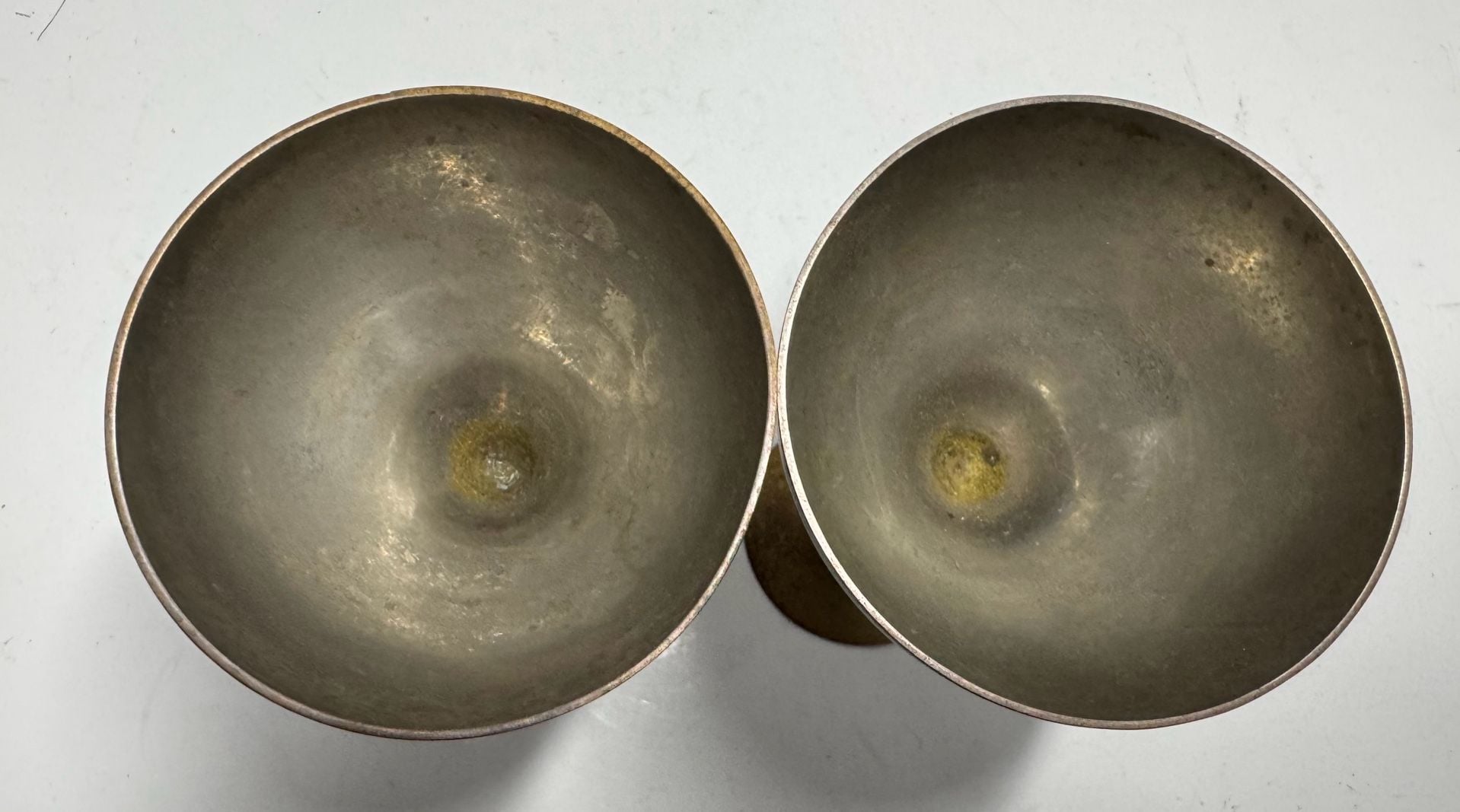 Vintage His And Hers Etched Brass Chalices Goblets Set Of 2 7