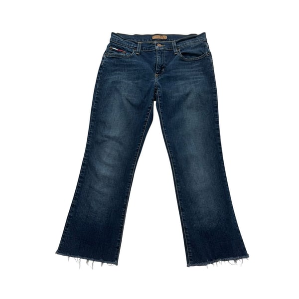 Tommy Jeans Flare Jeans Size 5R Dark Wash Frayed Hem