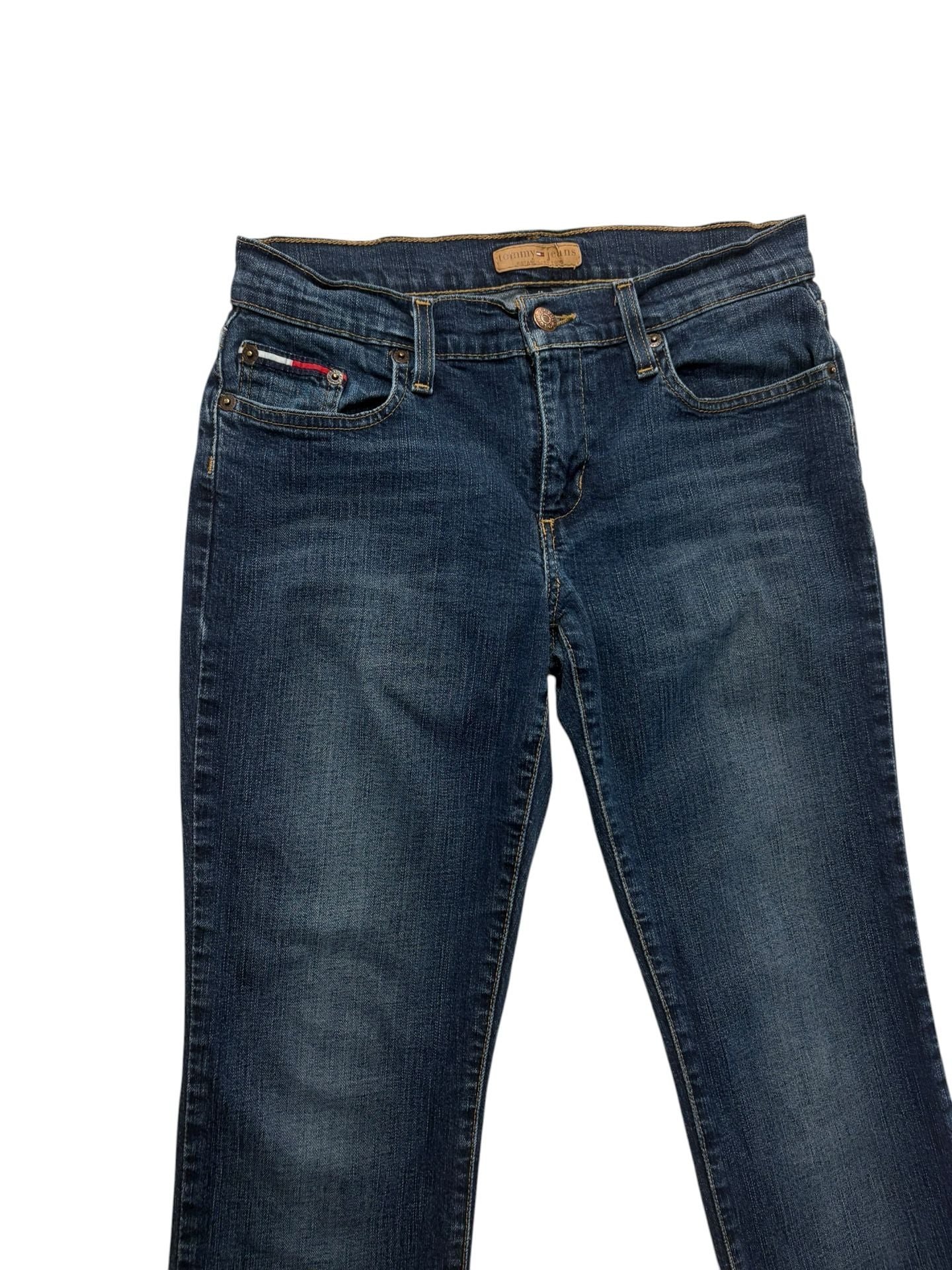 Tommy Jeans Flare Jeans Size 5R Dark Wash Frayed Hem 4