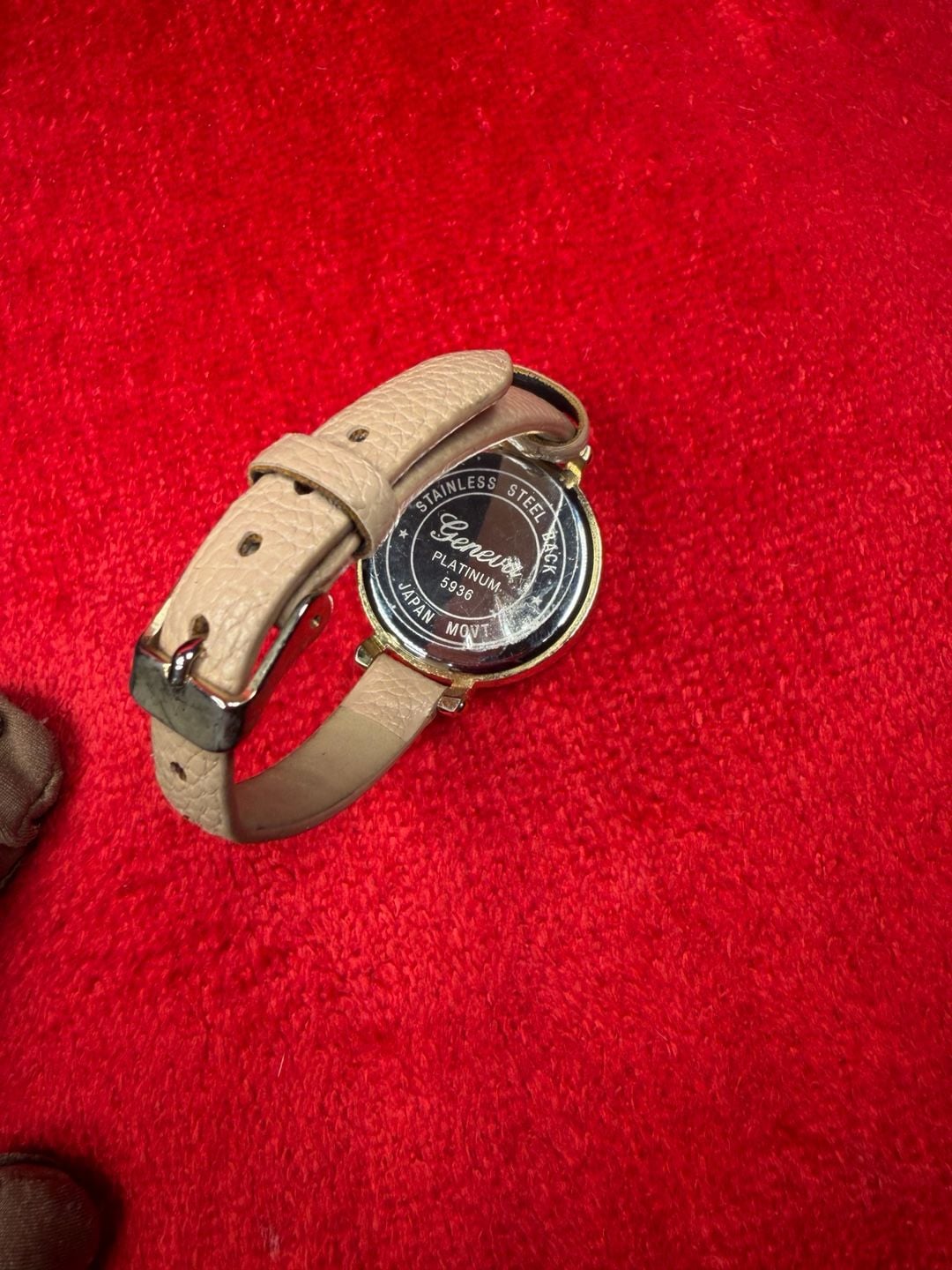 Geneva Geneva Platinum Watch 5936 Beige Leather Strap 3
