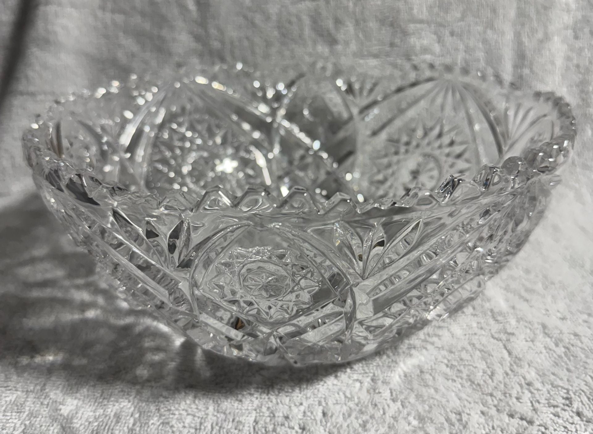 Vintage Cut Crystal Bowl Size 10 Inch Starburst 1