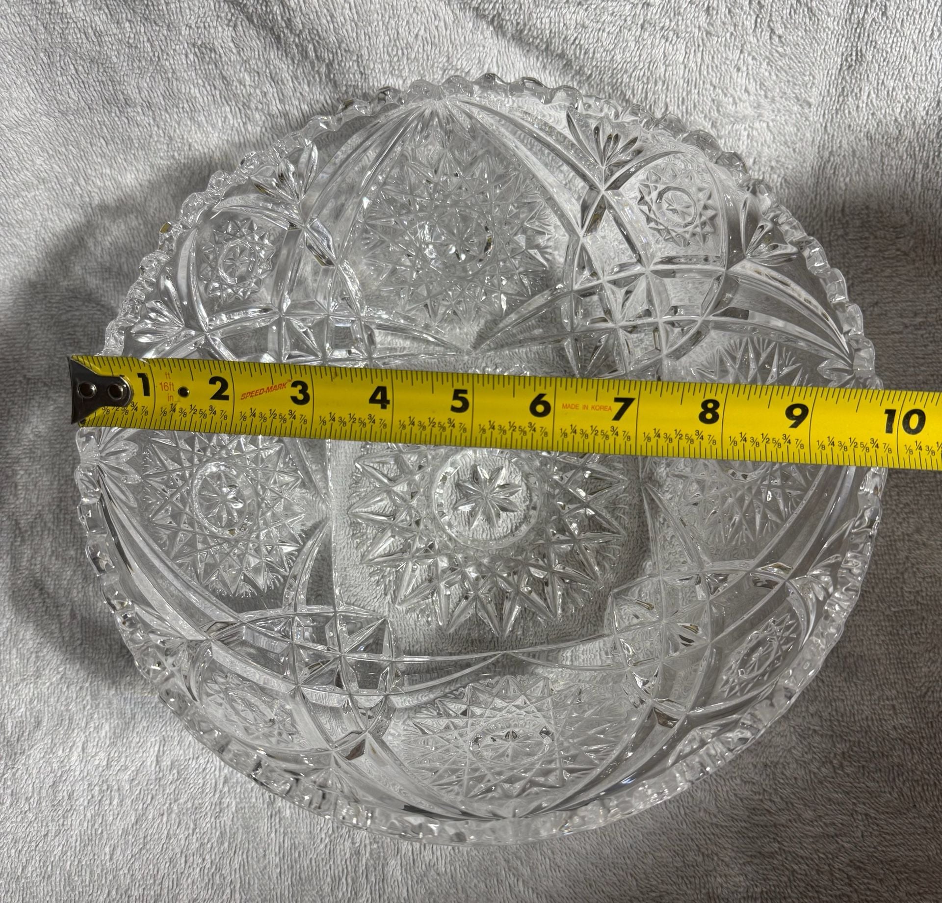 Vintage Cut Crystal Bowl Size 10 Inch Starburst 2