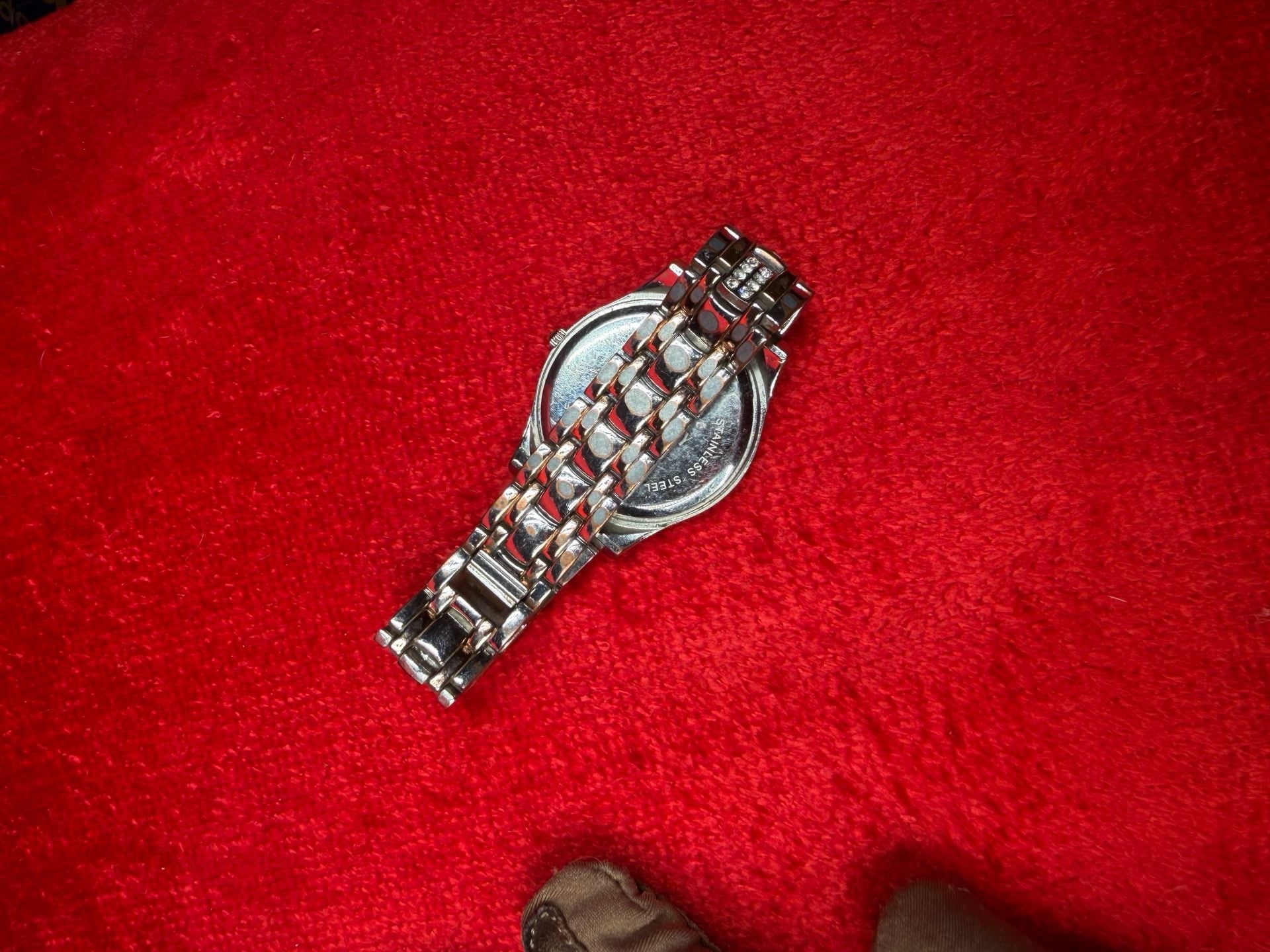 Ellen Tracy Watch Silver Stainless Steel Rhinestone Dial 3