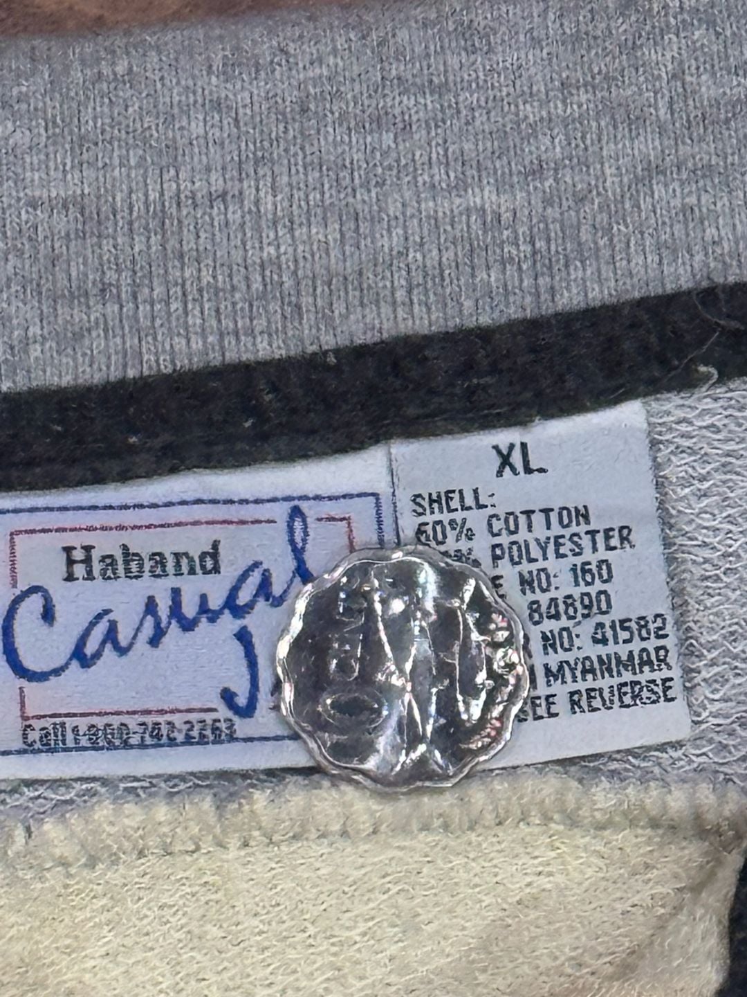 Haband Casuals Shirt Size XL Gray Yellow Zip Polo 5