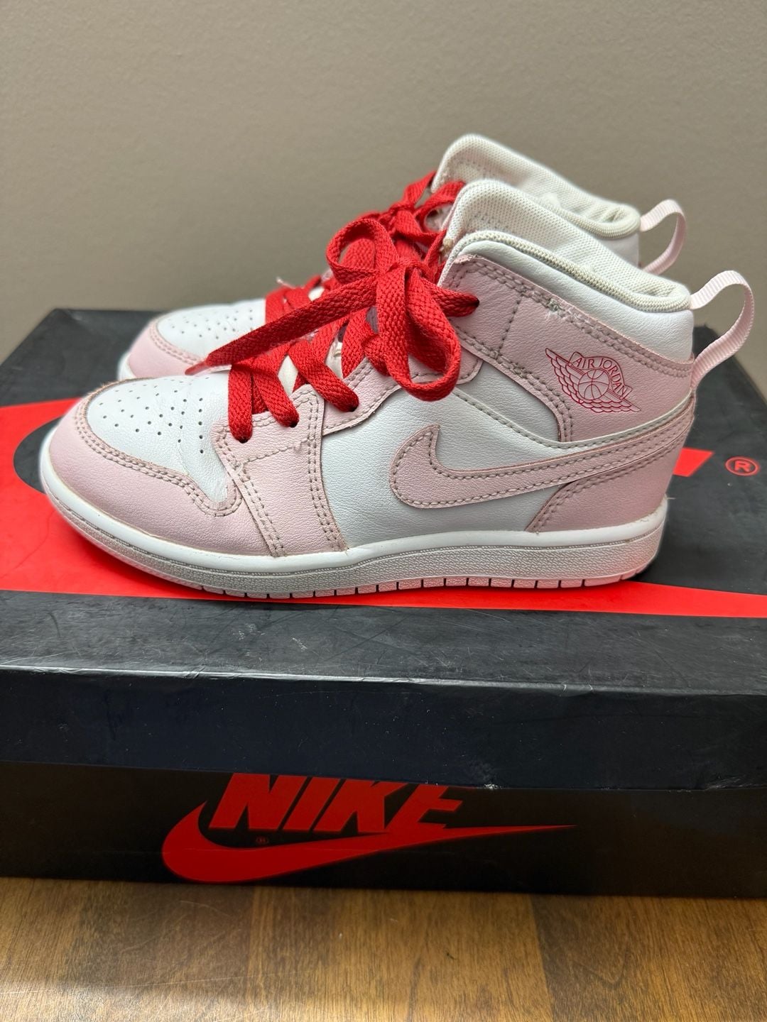 Jordan 1 Mid Pearl Pink White Little Kids Shoes 2
