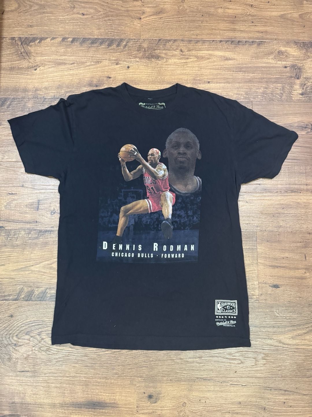 VINTAGE Mitchell & Ness Dennis Rodman Chicago Bulls Stat T Shirt Men Size large 2