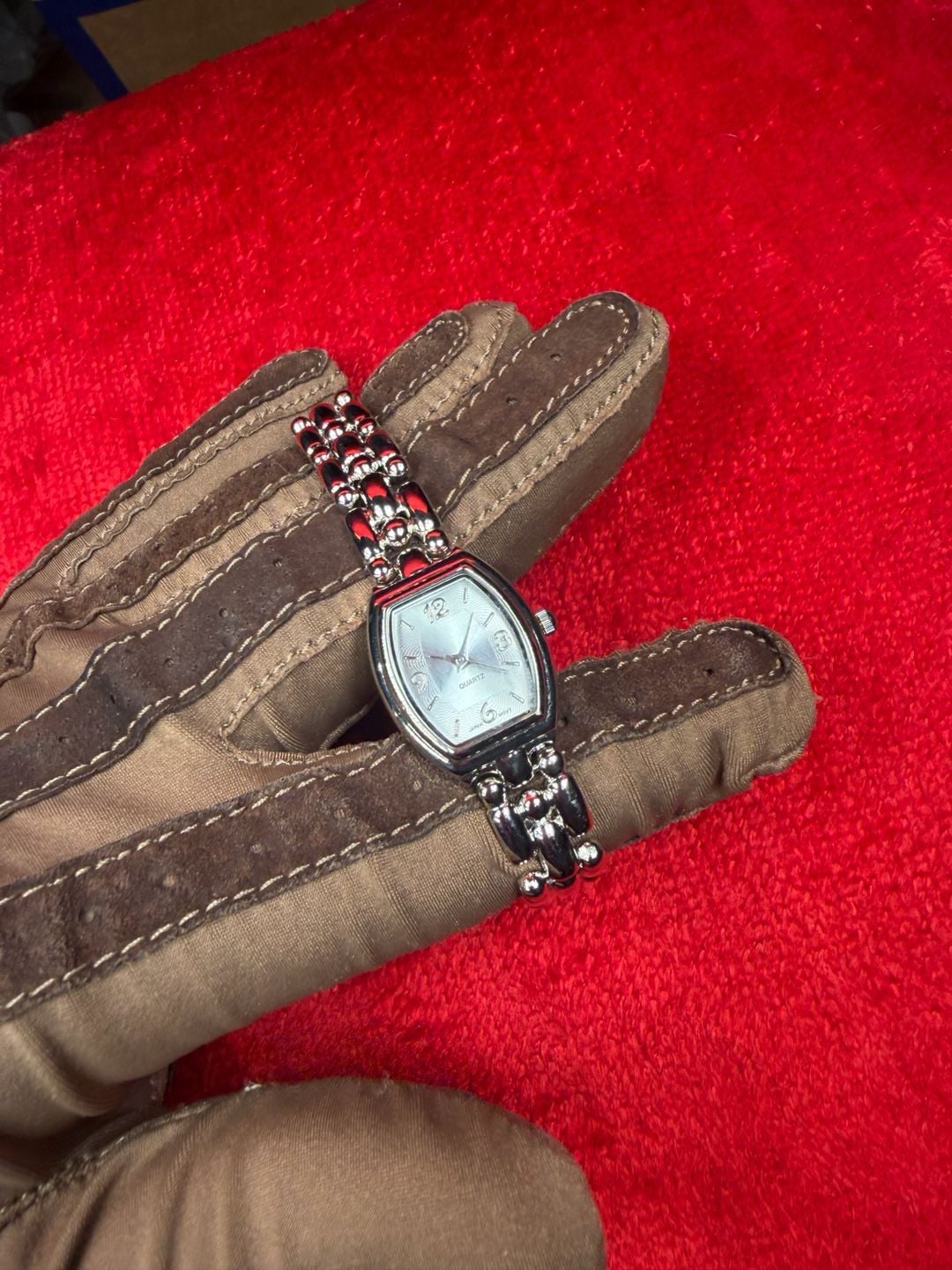 Silver Tone Quartz Watch Beaded Link Strap 2