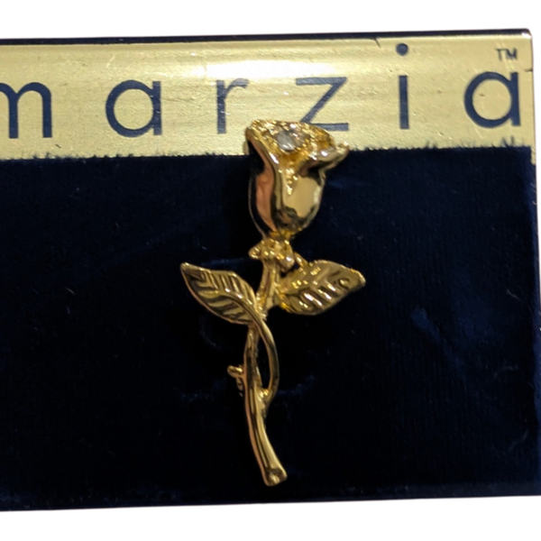 Marzia Gold Tone Rose Bud Pin Brooch