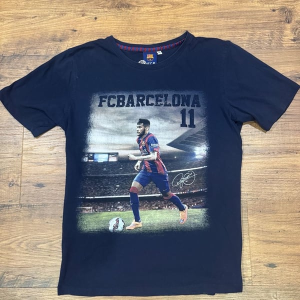 Vintage FC Barcelona Neymar Jr 11 T-Shirt Size S Blue