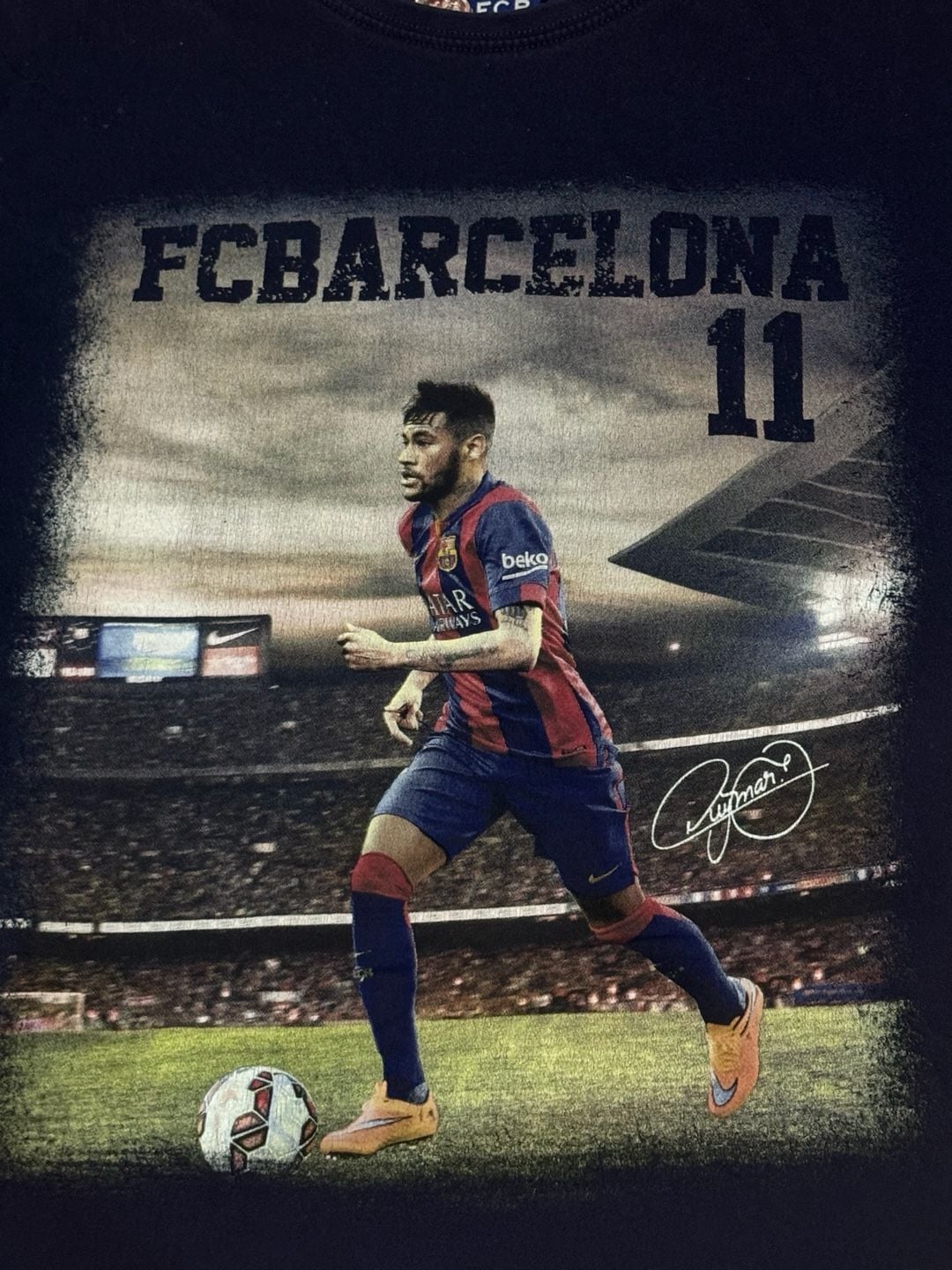 Vintage FC Barcelona Neymar Jr 11 T-Shirt Size S Blue 3