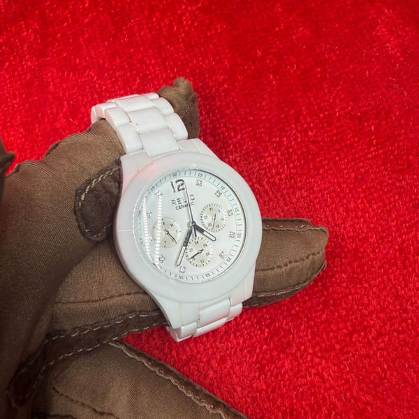 Relic ZR15623 White Ceramic Chronograph Watch
