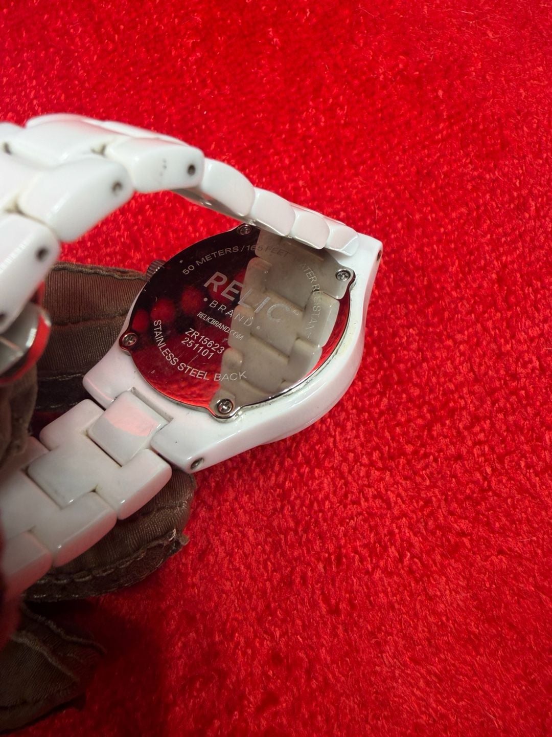Relic ZR15623 White Ceramic Chronograph Watch 4