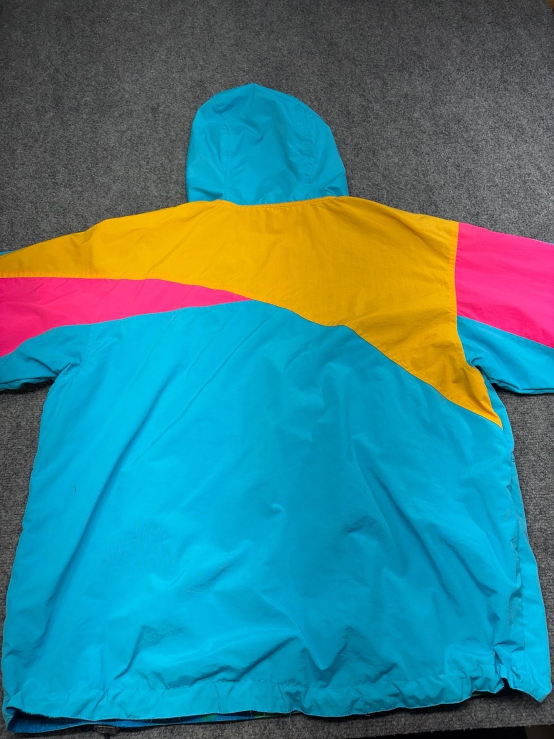 VTG 90s NIKE Vibrant Aqua Gear Reversible Anorak Windbreaker Jacket-Large-RARE 3