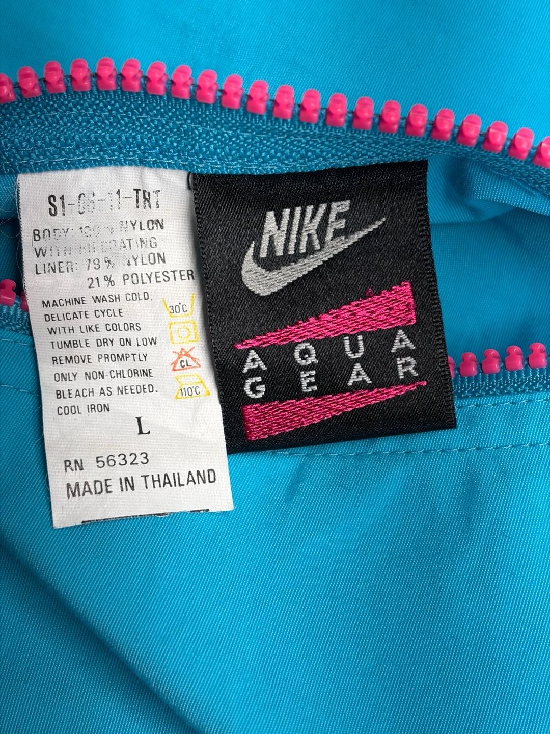 VTG 90s NIKE Vibrant Aqua Gear Reversible Anorak Windbreaker Jacket-Large-RARE 4