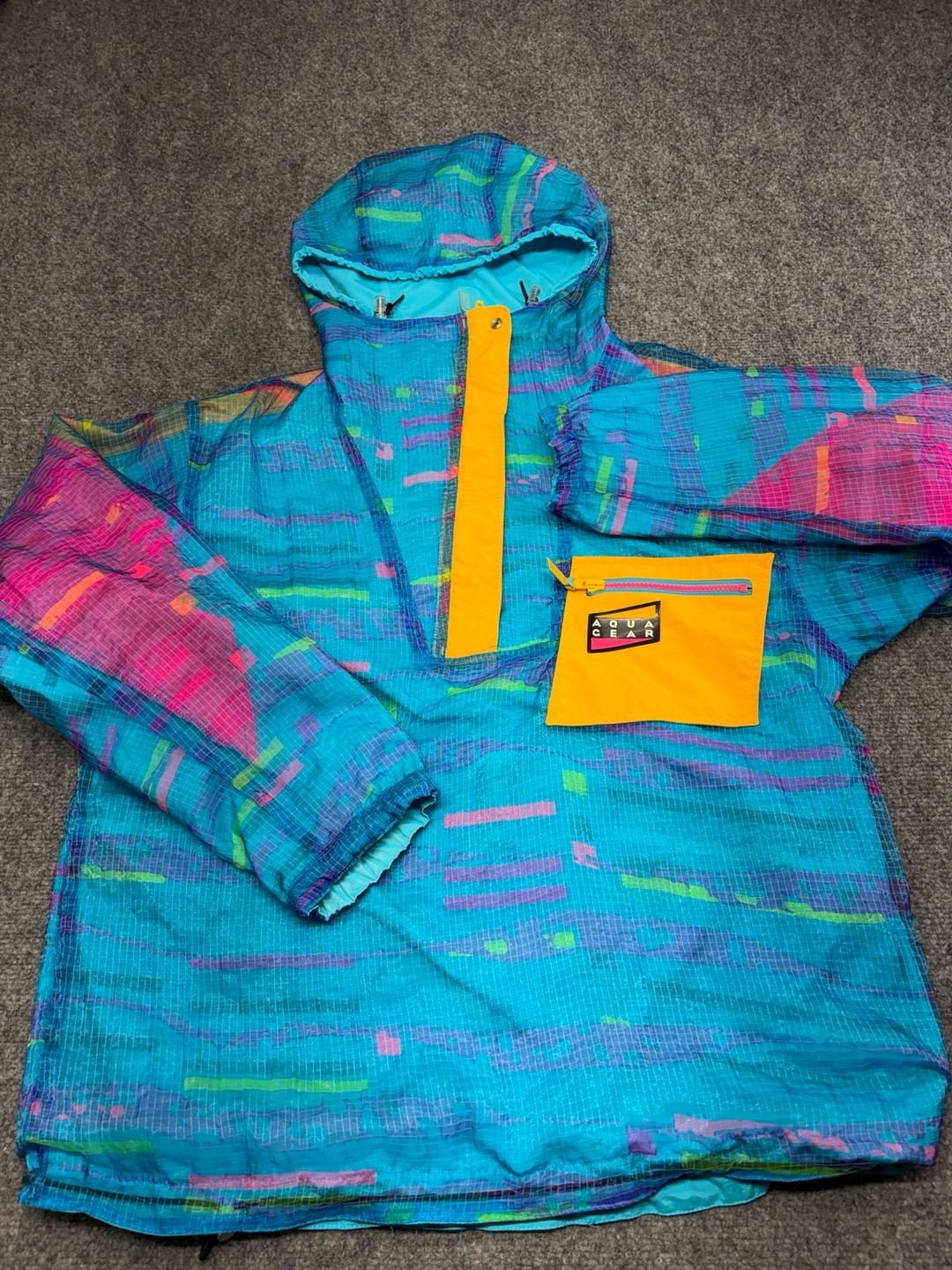 VTG 90s NIKE Vibrant Aqua Gear Reversible Anorak Windbreaker Jacket-Large-RARE 8