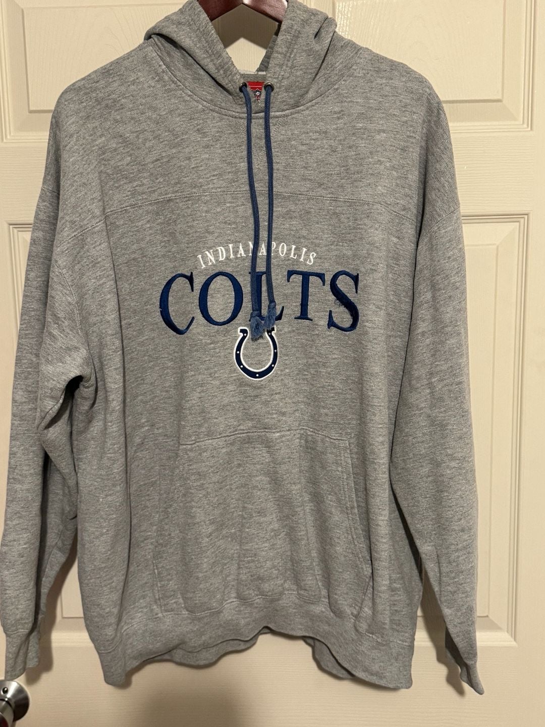 NFL Indianapolis Colts Grey Embroidered Hoodie size XL 2