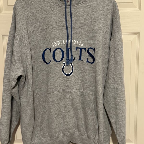 NFL Indianapolis Colts Grey Embroidered Hoodie size XL