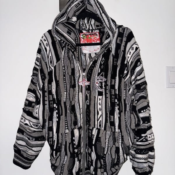 Very Rare Metallic Mummy Hoodie Black White 3D Knit Sweater